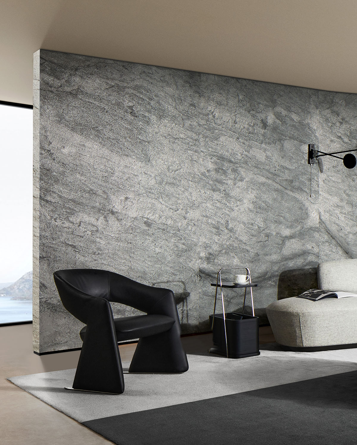 메탈 프레임의 슬림한 아치 구조 테이블