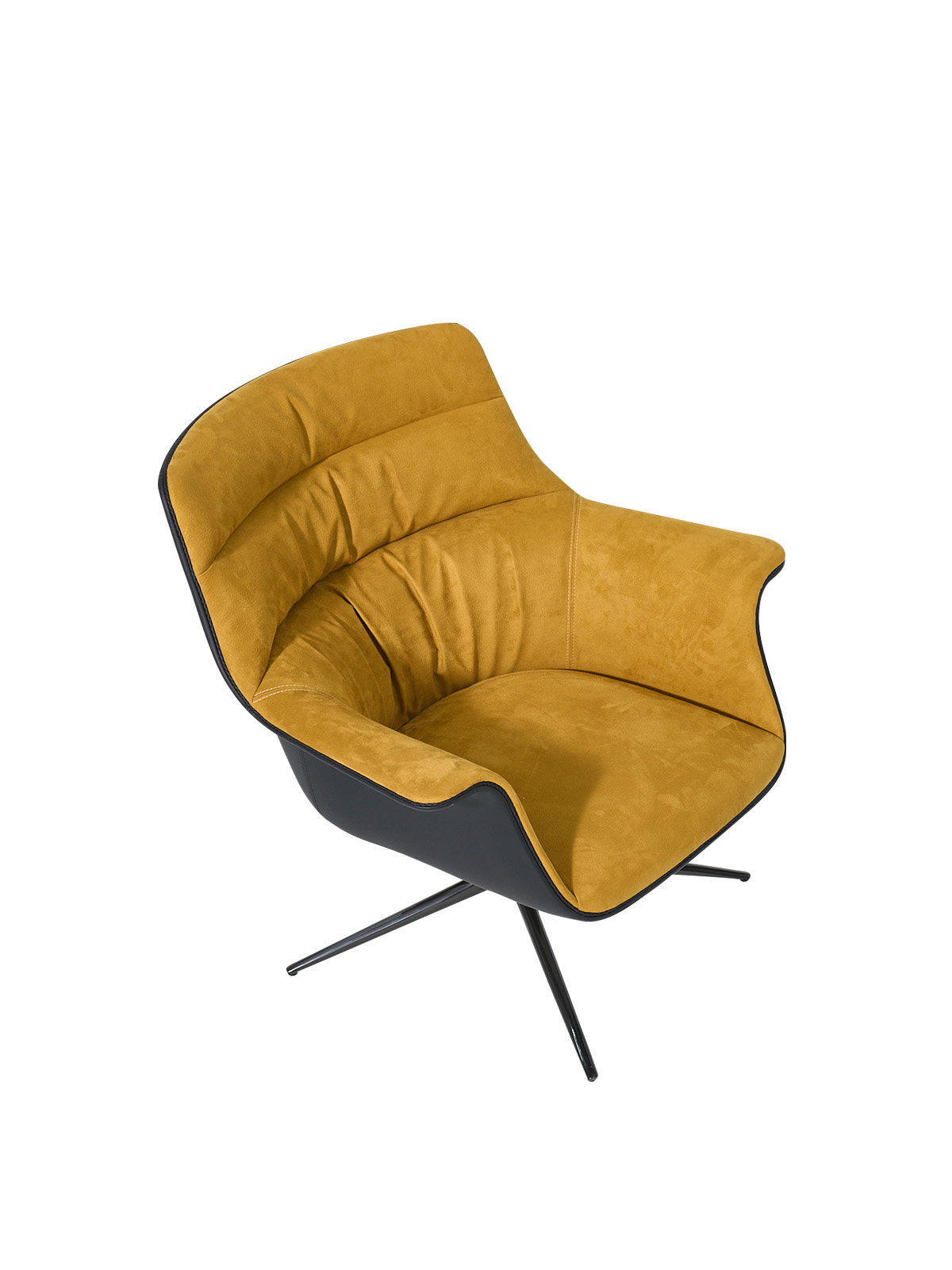 활짝 핀 꽃을 형상화한 유려한 곡선과 세련된 실루엣이 돋보이는 라운지 체어