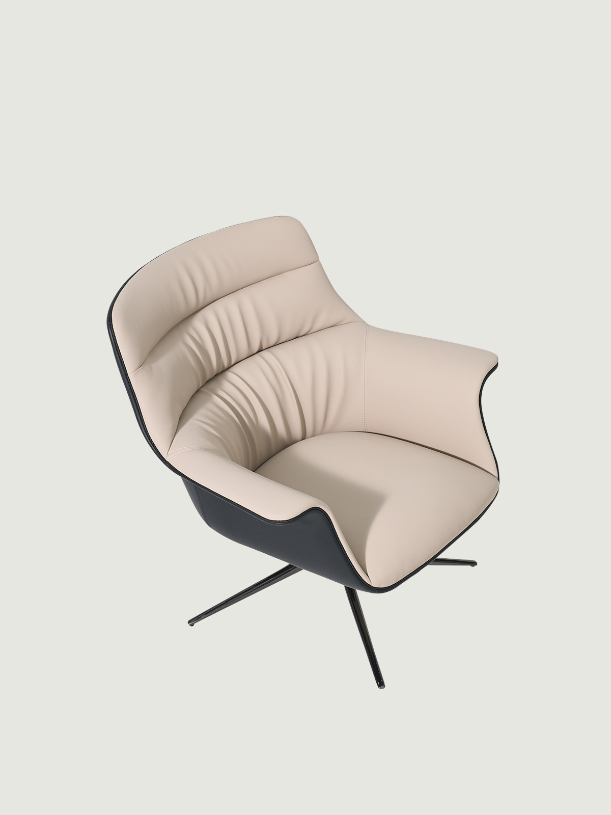 활짝 핀 꽃을 형상화한 유려한 곡선과 세련된 실루엣이 돋보이는 라운지 체어