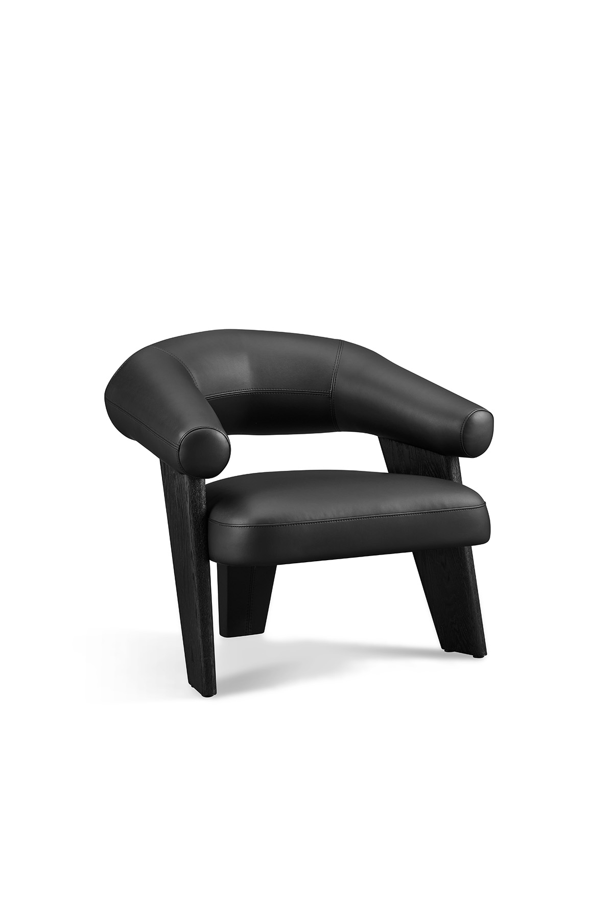 등받이와 팔걸이를 하나로 묶은 조형적 디자인 체어