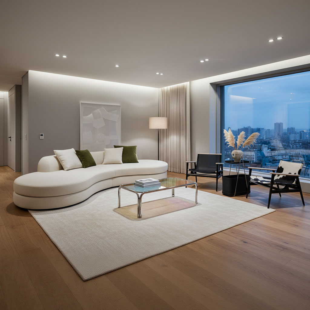 도시의 스카이라인을 담은 커브 라운지