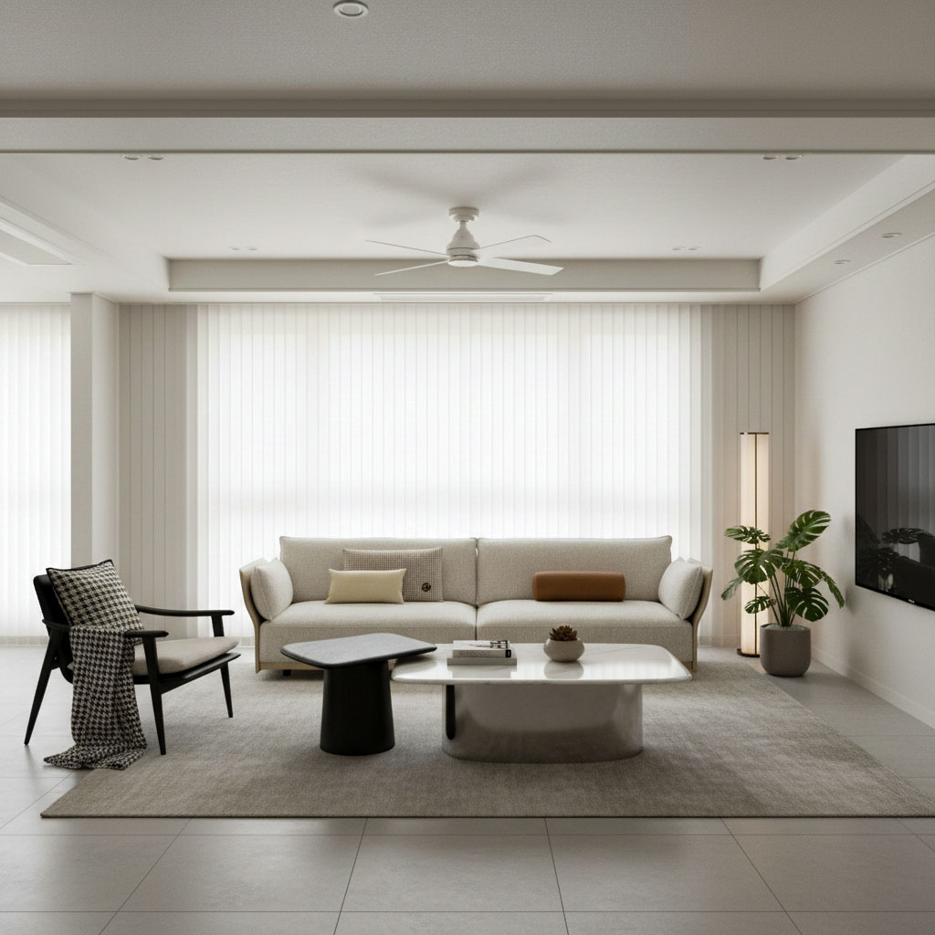 빛을 고르게 품은 밸런스 리빙룸