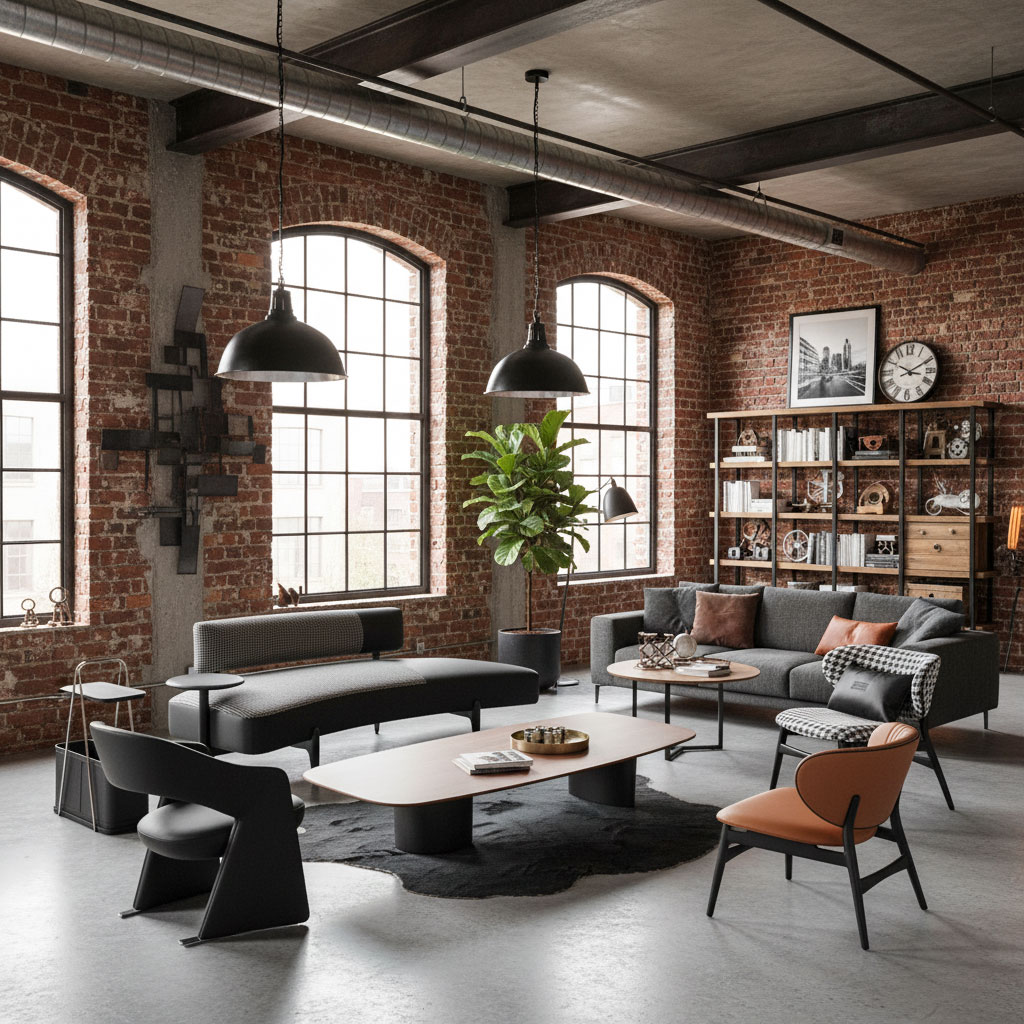 homestyle_116 브릭 인더스트리얼 오피스 라운지