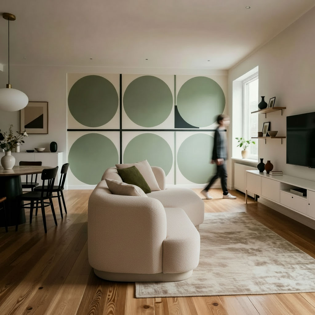 homestyle_131 올리브 그린 패턴의 북유럽풍 리빙룸