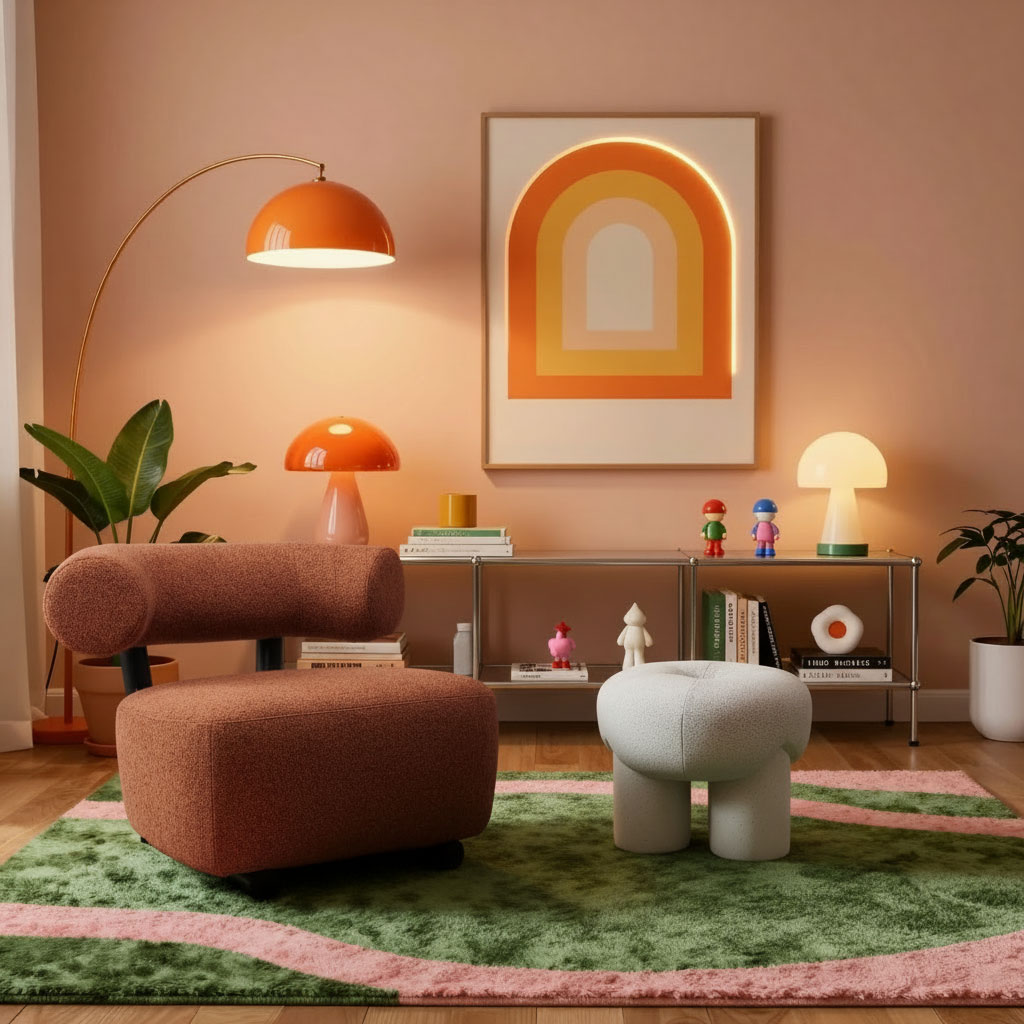 homestyle_151 코어 라운지 체어, 코스믹 머쉬룸 푸프